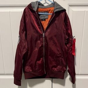Brooklyn Cloth Burgundy Jacket with Orange Interior